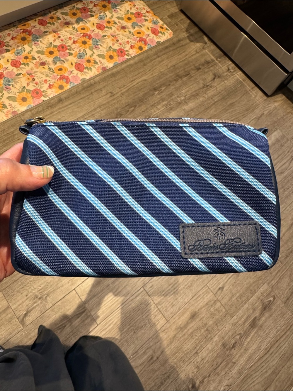 Brooks Brothers Navy and Light Blue Striped Pouch